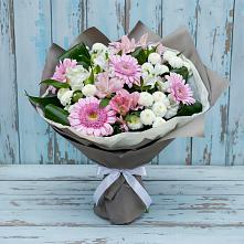 Букет цветов из:  Герберы, Альстромерии и Хризантемы в Кузнецах