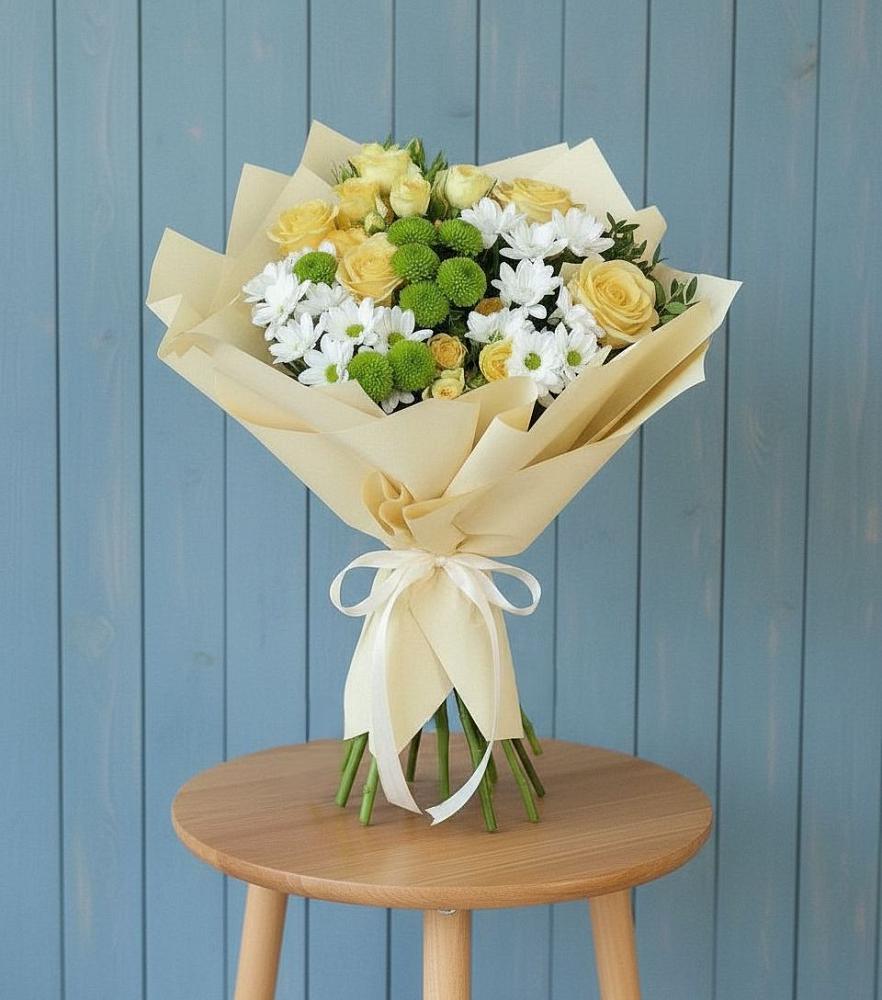 Букет цветов из: Хризантемы и Розы в Кузнецах