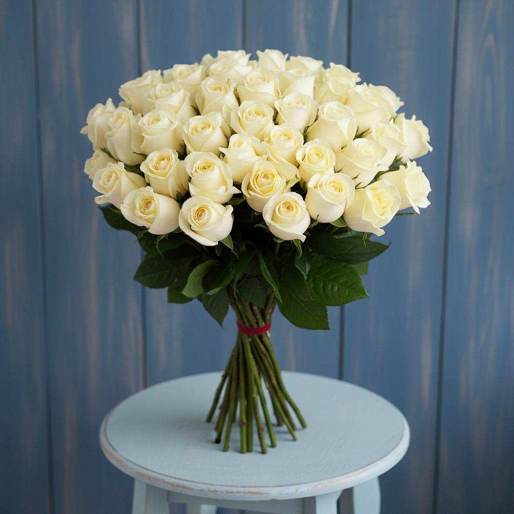Букет 51 Белая роза Эдлесс Лав в Кузнецах