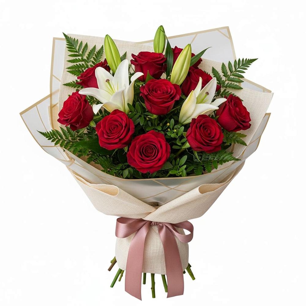 Букет цветов из: Лилии и Розы в Кузнецах