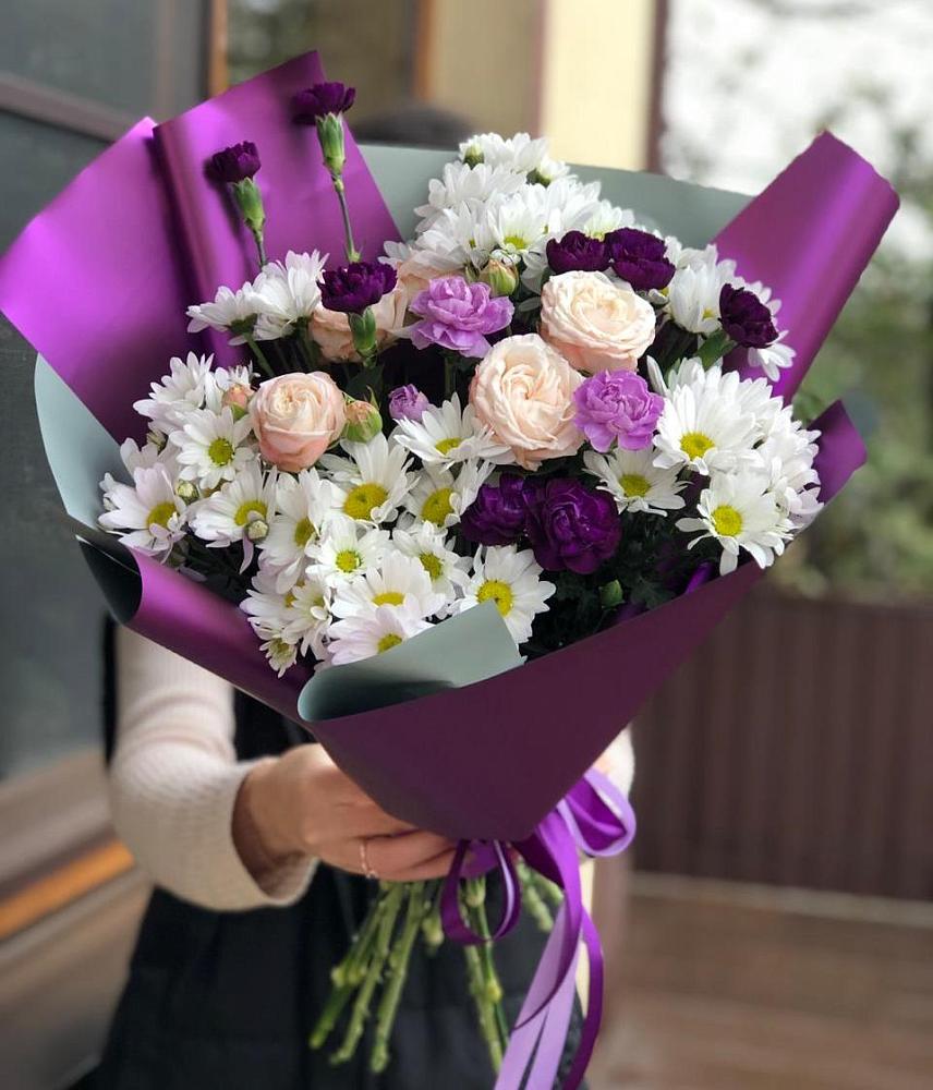 Букет цветов из: Хризантемы, Гвоздики и Розы в Кузнецах