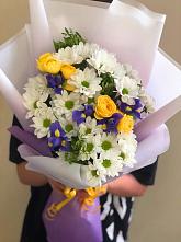 Букет цветов из:  Ирисы, Хризантемы и Розы #REPLACE_PRED# Кузнецах