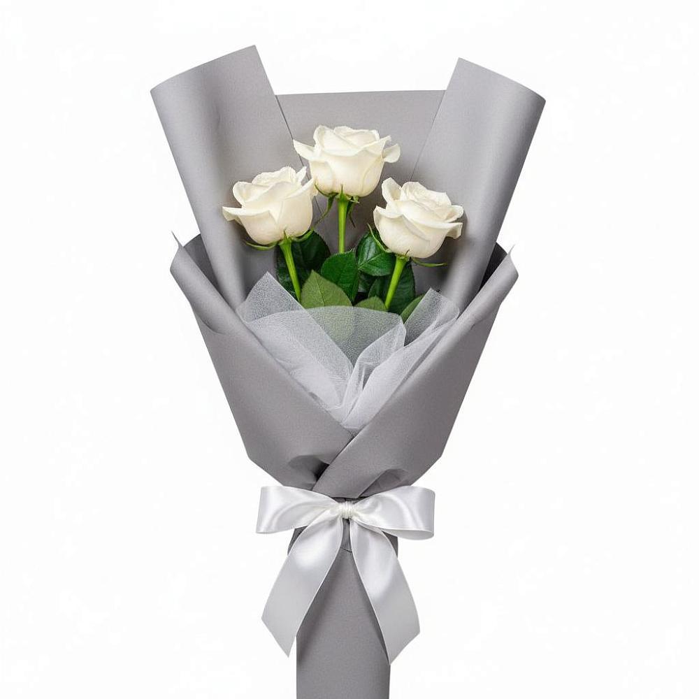 Букет 3 белые розы в Кузнецах
