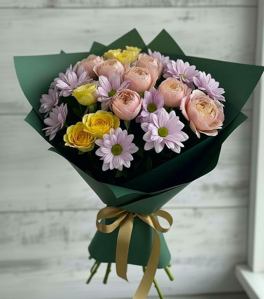 Букет цветов из: Хризантемы и Розы в Кузнецах