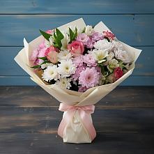 Букет цветов из:  Хризантемы, Альстромерии и Розы в Кузнецах