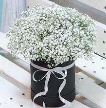 Цветочная композиция из Гипсофила в шляпной коробке в Кузнецах