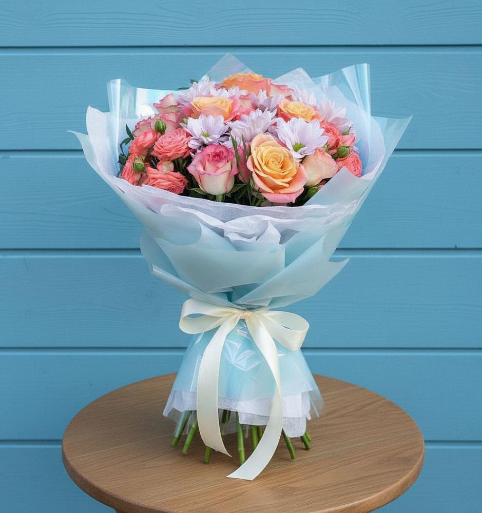 Букет цветов из: Хризантемы и Розы в Кузнецах