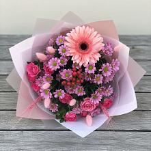 Букет цветов из:  Розы, Герберы и Хризантемы #REPLACE_PRED# Кузнецах