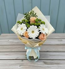Букет цветов из:  Герберы, Розы и Хризантемы в Кузнецах