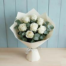Букет Белые розы в Эвкалипте в Кузнецах