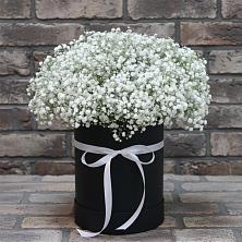 Цветочная композиция из Гипсофила в шляпной коробке в Кузнецах