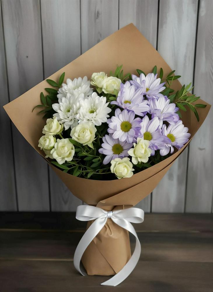 Букет цветов из: Хризантемы и Розы в Кузнецах